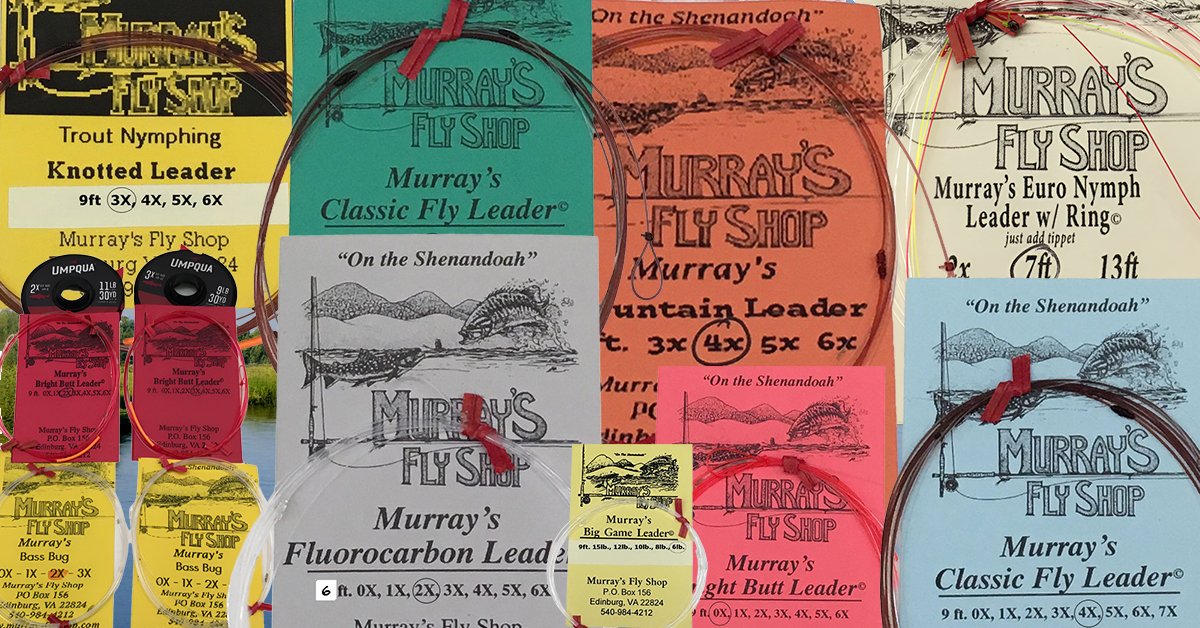 Murray's Fly Shop Knotted Hand Tied Fly Fishing Leaders for the demanding fish are shown in a collage in this picture